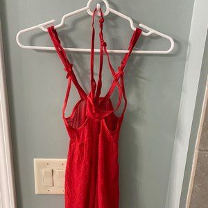 Cupless Red Lingerie with Thong